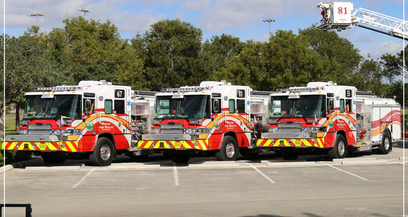 Three Fire trucks on display