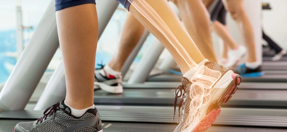 x-rayed foot on treadmill